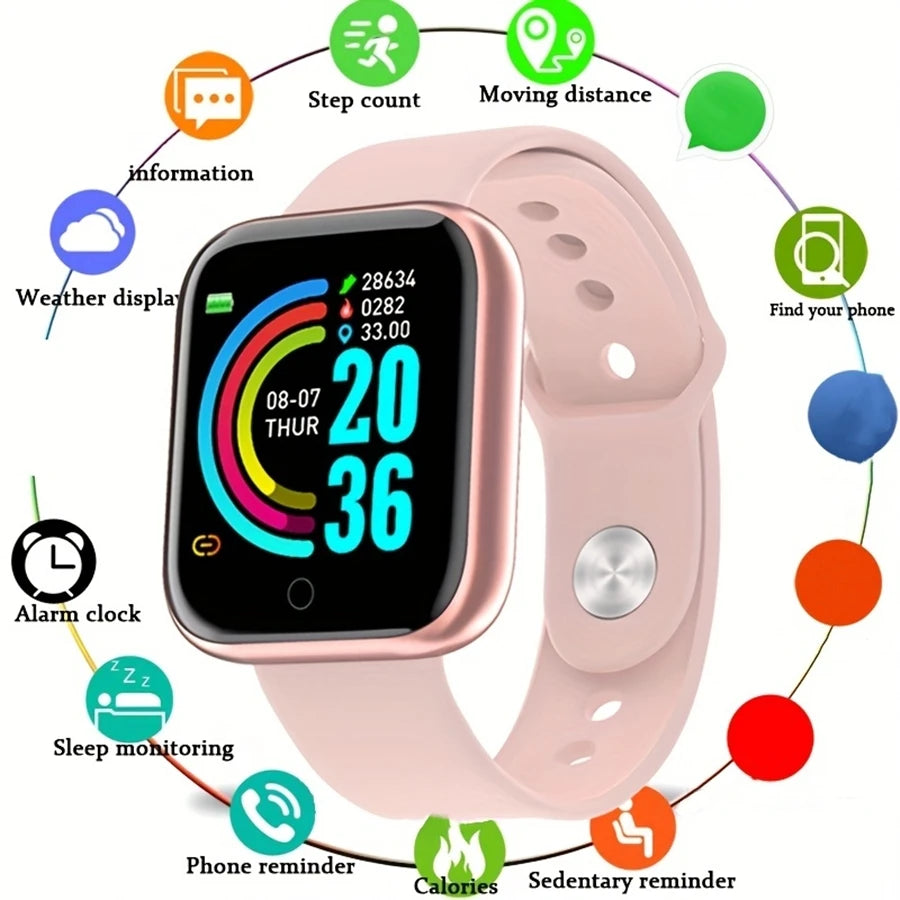 Smart Fitness Watch – Unisex Activity Tracker with Message Alerts for Android & iOS