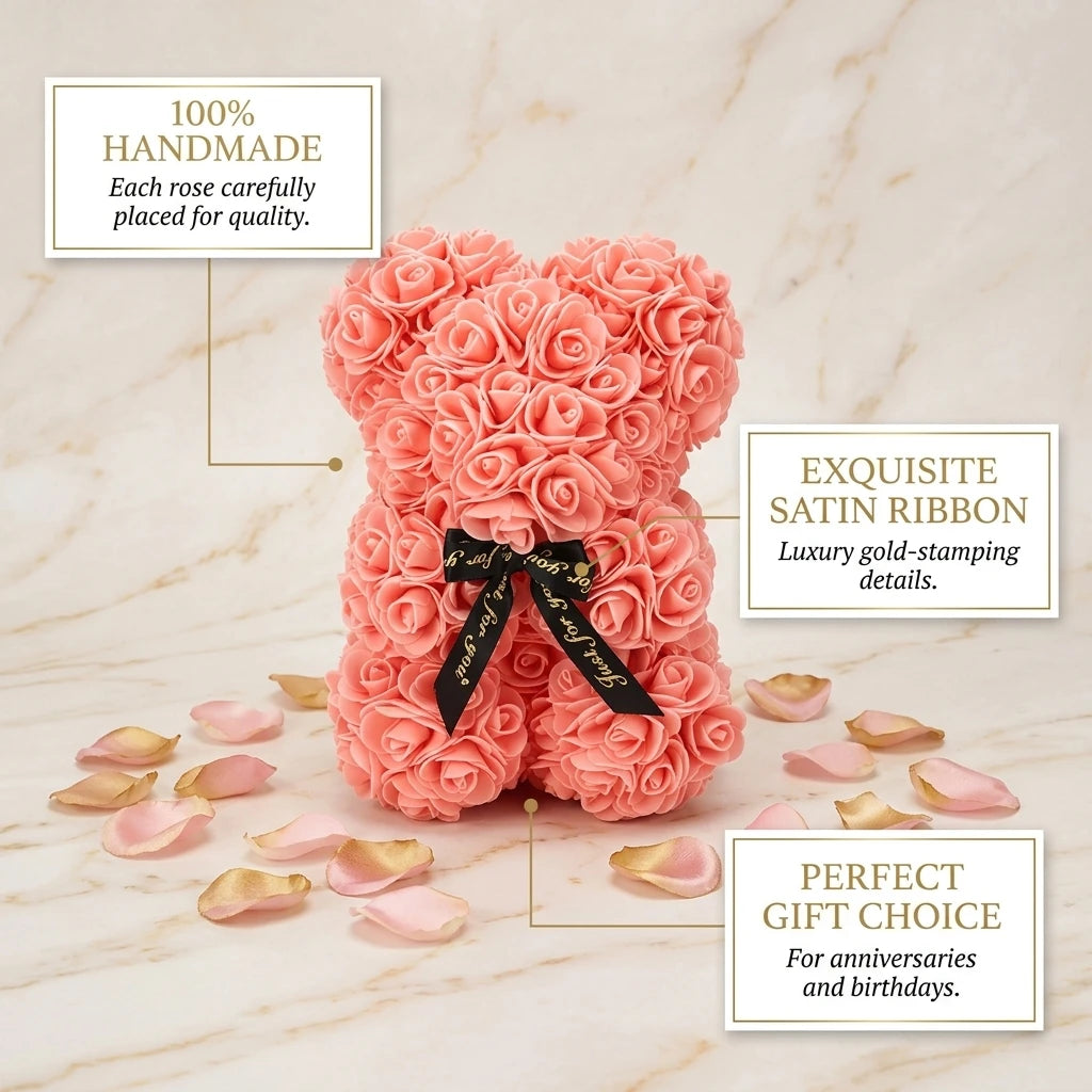 2026 Artificial Flower Eternal Rose Teddy Bear for 520 Mom Mother's Day Birthday Valentine's Day Anniversary Gifts & Decorations