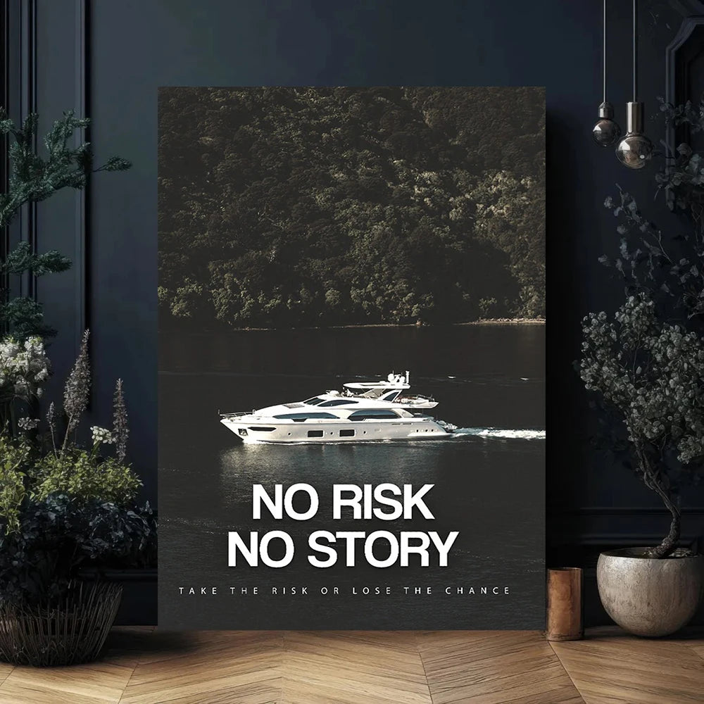 No Risk, No Reward – Inspirational Wall Art | Modern Motivational Quote Canvas