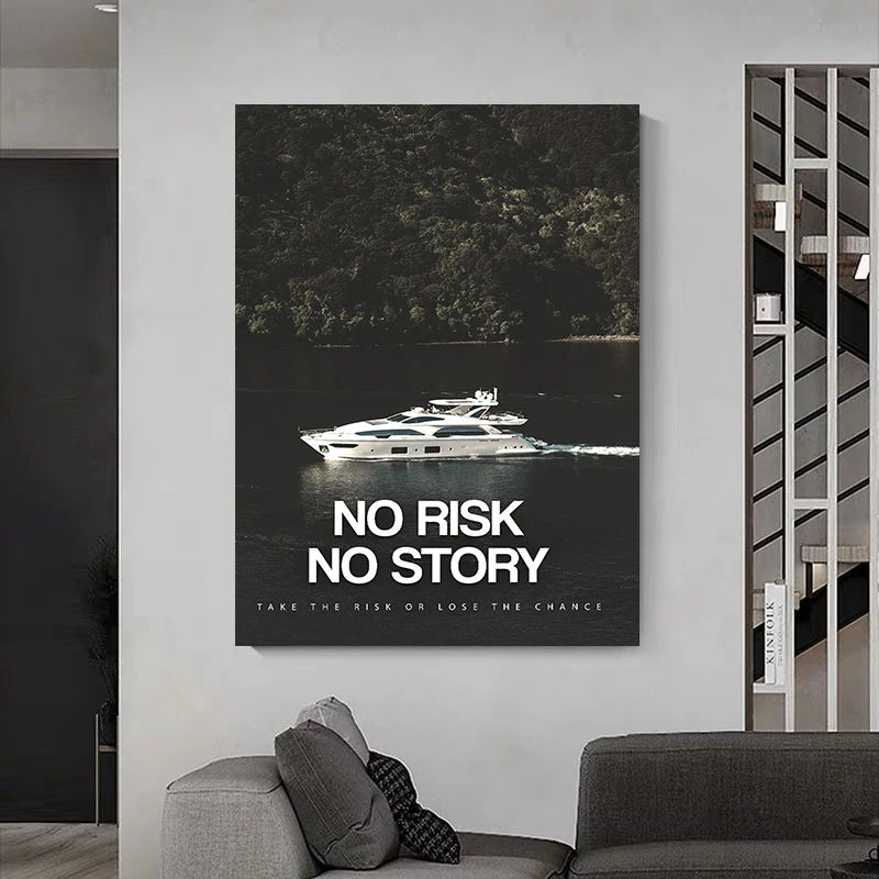No Risk, No Reward – Inspirational Wall Art | Modern Motivational Quote Canvas