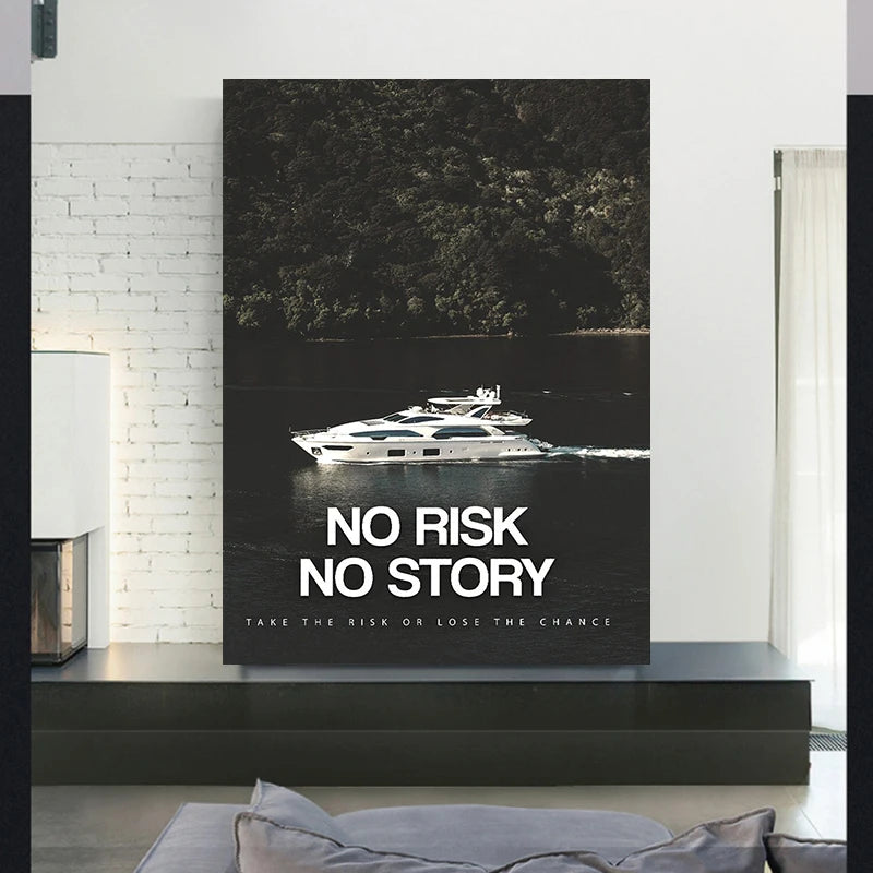 No Risk, No Reward – Inspirational Wall Art | Modern Motivational Quote Canvas