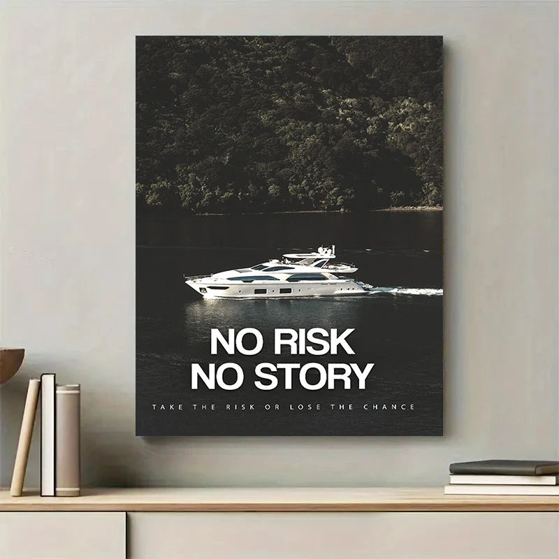 No Risk, No Reward – Inspirational Wall Art | Modern Motivational Quote Canvas