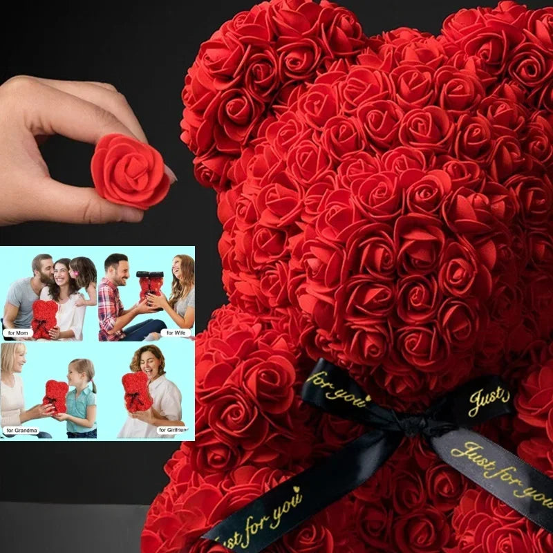 2026 Artificial Flower Eternal Rose Teddy Bear for 520 Mom Mother's Day Birthday Valentine's Day Anniversary Gifts & Decorations
