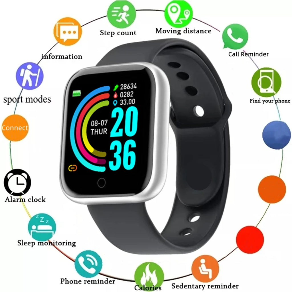 Smart Fitness Watch – Unisex Activity Tracker with Message Alerts for Android & iOS